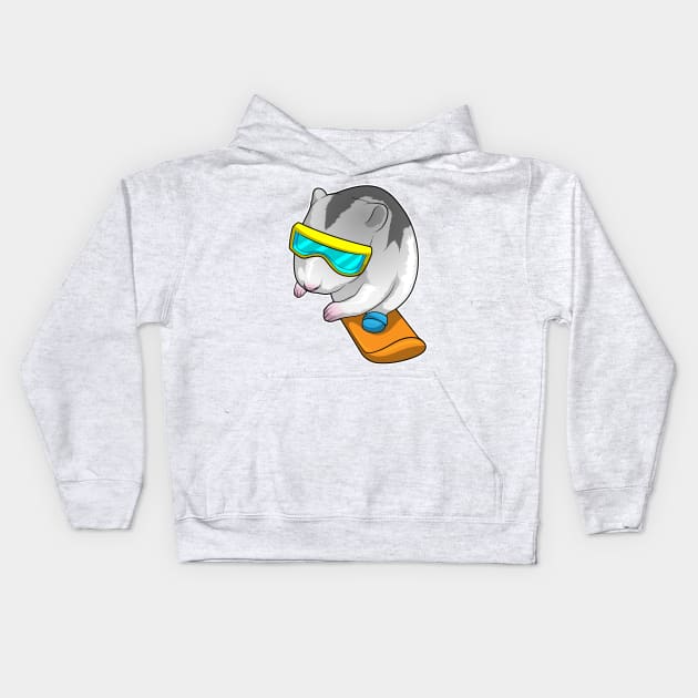 Hamster Snowboarder Snowboard Kids Hoodie by Markus Schnabel